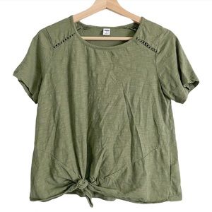 Old Navy Olive Green Short Sleeve Tie Tee